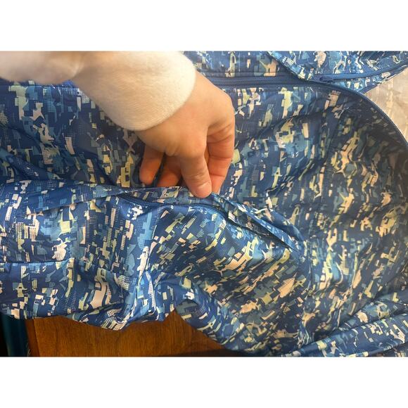 COLUMBIA BLUE WINDBREAKER MENS Large PFG ZIP UP JACKET PRINTED PATTERN GEOMETRIC - Picture 8 of 16